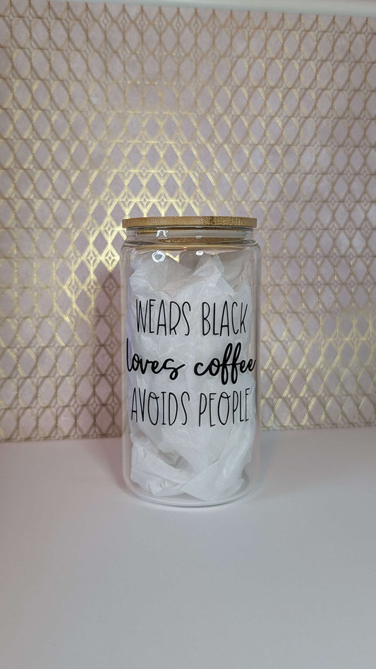Wears Black, Loves Coffee - Drinking Cup